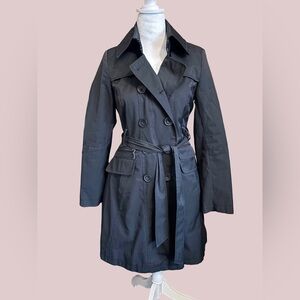 DKNY Black Double-Breasted Rain Coat